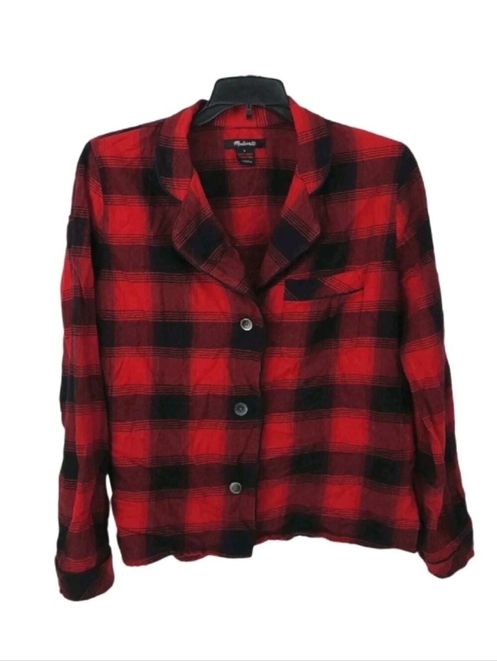Madewell Shirt Womens Small Pajama Plaid Flannel Red NWOT Top Long Sleeve Button